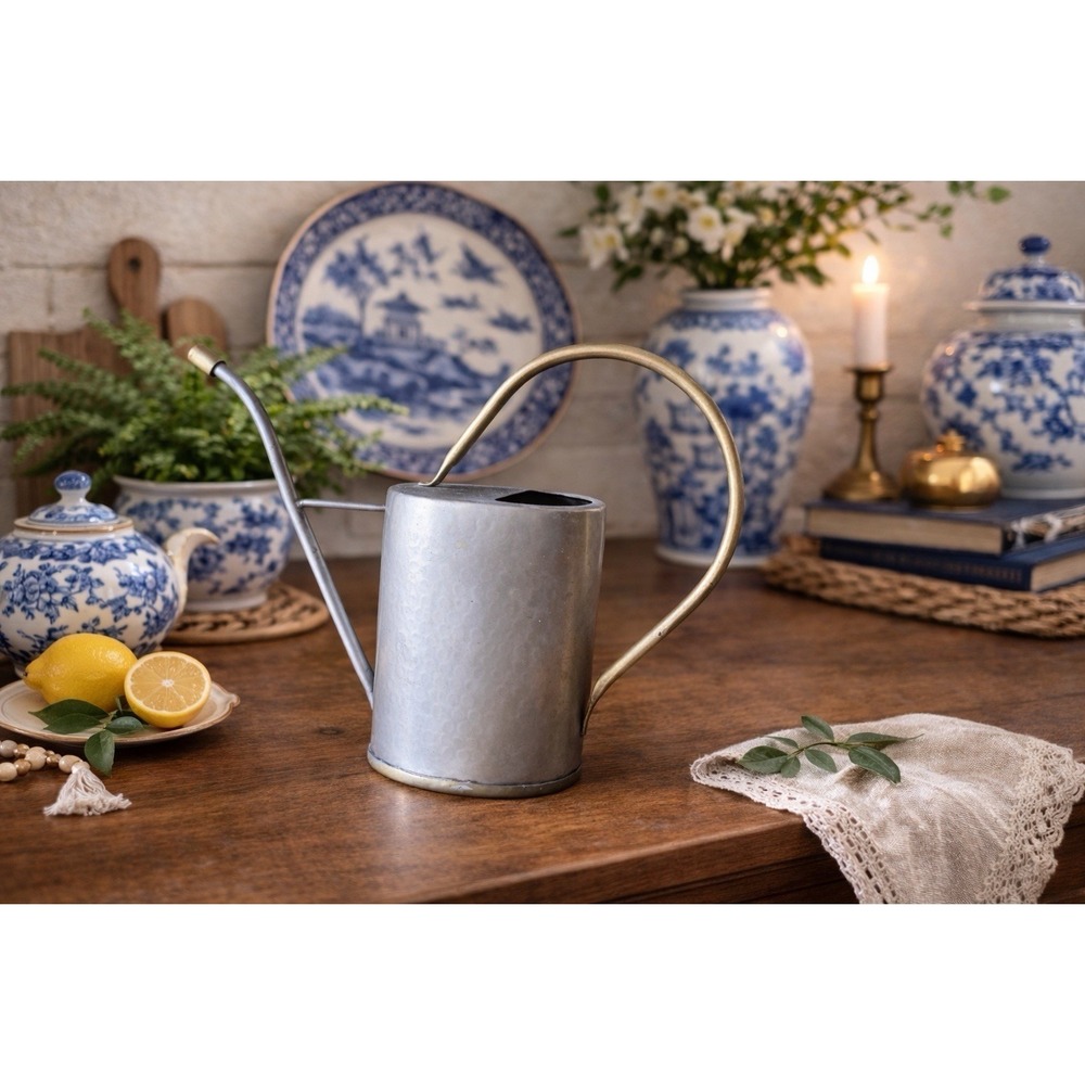 Vintage Brass Hammered Metal‎ Water Can | Modern Farmhouse Cottagecore